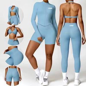 Combinaison de yoga 2 pièces sans couture pour femmes Ensemble soutien-gorge et short de sport assortis Vêtements de sport Vêtements de sport Tenue d'entraînement à fort impact - Product Image 1