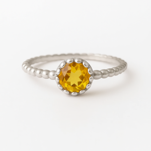 Anillo de Plata con Baño de Rodio y Citrino en Bisel, Diseño Geométrico Bohemio, Unisex, para Bodas, Compromisos, Fiestas y Uso Diario - Product Image 2