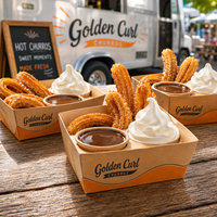 Boîtes à churros personnalisées AT PACK avec compartiments pour sauce, emballages en kraft pour les boutiques de churros et les cafés