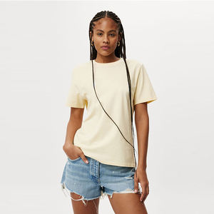 Personalizado liso al por mayor de palangre de moda de verano cuello redondo manga corta Regular Fit ligero 180 Gsm mujeres camisetas - Product Image 2