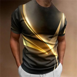 T-shirt pour hommes incurvé Radiance graphique 3D imprimé T-shirts décontracté ample à manches courtes T-shirts surdimensionnés hommes vêtements hauts en plein air nouveau - Product Image 3