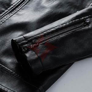 Veste de motard en cuir tendance unisexe respirante à fermeture éclair intégrale, col montant, blocs de couleur, toutes saisons - Product Image 5