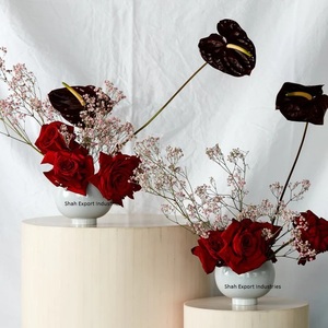 Florero de bola de flores de Metal rosa de alta calidad, cuenco redondo hecho a mano de hierro y la Oficina para el hogar, cuencos de flores decorativos de mesa - Product Image 4