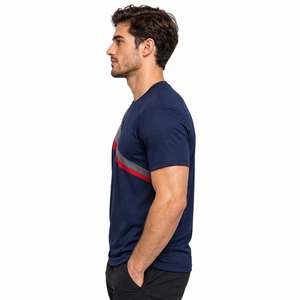 Camiseta Deportiva de Manga Corta para Hombre, Color Azul con Bloques de Color, Cuello Redondo, Corte Ajustado, Secado Rápido, Calidad Premium - Product Image 4