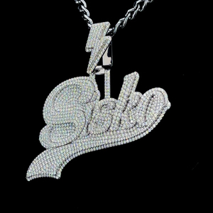 Colgante de Diamante Redondo de Moissanita VVS Estilo Hip Hop Hecho a Mano, Joyería de Oro Blanco, Colgantes con Dije para Hombre, Plata de Ley 925 - Product Image 2