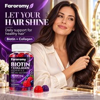 OEM Biotin Collagen Gummies 120 Tablet Suplemen Makanan Pendukung Rambut Kulit Kuku Rasa Raspberry Blueberry Bebas Gula