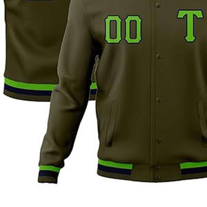 Veste de sport universitaire décontractée pour hommes Manteau Letterman à la mode sans capuche avec col montant Veste à motif enduit pour hommes - Product Image 4