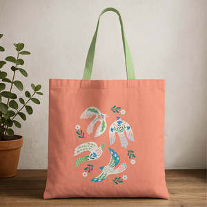 Bird Art Canvas Tote <b>Bag</b> Customizable <b>Medium</b> Beach <b>Bag</b> Linen Organic Cotton Long Rope Handle for Daily Use Advertising Gifts - Product Image 1
