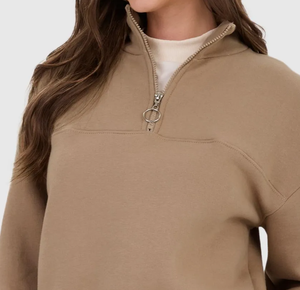 เสื้อฮู้ดผ้าฟลีซผ้าฝ้ายหนาทรงหลวมใส่สบายแบบสวมหัวโอเวอร์ไซส์มีซิปสำหรับ1/4ของผู้หญิงโลโก้ออกแบบได้ตามต้องการ - Product Image 4