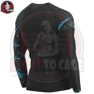 Rashguard MMA de qualité supérieure, imprimé numériquement, haut de gamme pour le fitness et la course, col rond, séchage rapide, manches longues, polyester/spandex/nylon 220g - Product Image 3