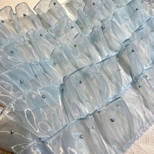 Polyester Organza Robe Perlée Robe De Mariage <span class=keywords><strong>Voile</strong></span> Robe Ourlet <span class=keywords><strong>Décolleté</strong></span> Vêtements Conception Tissu - Product Image 6