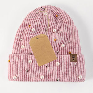 Venta al por mayor de invierno de moda hombres mujeres Unisex cálido tejido de lana deportes al aire libre gorras diamantes de imitación gorros sombreros - Product Image 6