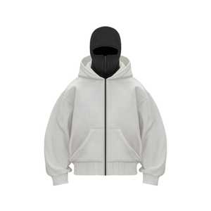 Sweat à capuche surdimensionné à double capuche, masque à double couche, streetwear, poids lourd, 500 GSM, personnalisé OEM - Product Image 3