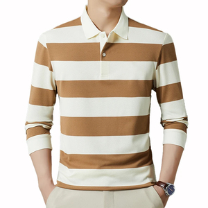 เสื้อโปโลรักบี้ผู้ชาย ราคาสุดคุ้ม ทันสมัย แห้งเร็ว ผ้าฝ้าย 100% บริการ OEM ลายทางแนวนอน - Product Image 1