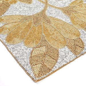Christmas Decorative and Leaves Design Beaded <b>Runner</b> Placemat <b>Dining</b> <b>Table</b> Fancy Mat Handmade Decorative <b>Runners</b> for Wedding - Product Image 6
