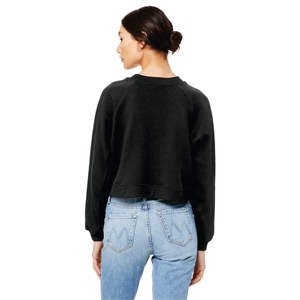 Pull-over court à manches Raglan pour femme, 52% coton peigné et annelé, 48% polaire, gris foncé, Airlume - Product Image 3