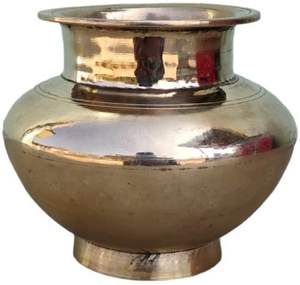 หม้อโลหะสีทองโบราณทำด้วยมือของชาวอินเดียสำหรับใช้ในการตกแต่งบทความบูชาศักดิ์สิทธิ์ - Product Image 5