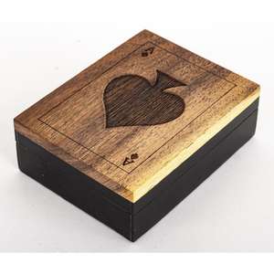 Eco Friendly Wooden Joker Cars With Box Heart Card Design Custom Picnic Clubs Camping Playing <b>Game</b> And <b>Accessories</b> - Product Image 2