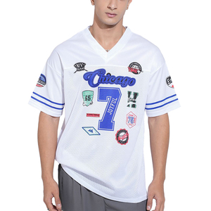 Maillot de football en mesh à col en V pour homme, personnalisé, sublimé, respirant, à manches courtes, vêtements décontractés, vêtements de sport, t-shirt - Product Image 1