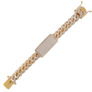 Precioso diseñador de oro de 14 quilates ID Cuban Link Hip Hop pulsera Lab Grown corte brillante redondo con diamante de claridad VVS para regalo - Product Image 3