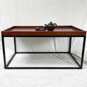 Table basse rectangulaire 100x60x50 (cm) durable, convertible, style moderne, meubles de salon avec plateau en bois et structure en fer TT68200 - Product Image 4