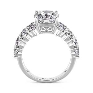 14K Rhodium Plated Diamond <b>Emerald</b> Cut Eternity <b>Band</b> Engagement <b>Ring</b> - Product Image 3