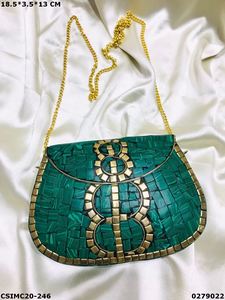 Handcrafted Designer Metal Mosaic Ladies <b>Clutch</b> <b>Bag</b> | Handmade Evening Multicolor Ladies Mosaic <b>Clutch</b> <b>Bag</b> - Product Image 3