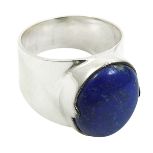 Pierre précieuse Lapis Lazuli naturelle de forme ovale Bague en argent sterling 925 Bijoux fins faits à la main Prix de gros Fournisseurs en vrac - Product Image 1