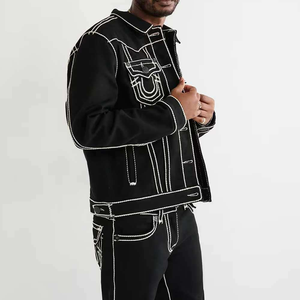 Chaqueta de Mezclilla para Hombre de Viscosa Recubierta de Alta Calidad, Impermeable, Transpirable, de Secado Rápido, Tejido de Ganchillo, Estilo Vintage, Servicio OEM - Product Image 4