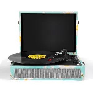 Suitcase Turntable RCA Out Jack Built-in Two Speakers Bluetooth CD Player Vinyl Record Player