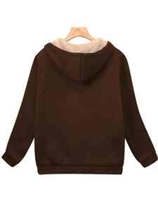 Sweat à capuche femme fermeture éclair à manches longues veste polaire décontractée sweat à capuche pour automne hiver mode tenue quotidienne en plein air - Product Image 4