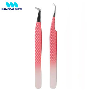 Nouvelle conception de pince à cils de bonne qualité pince à épiler d'extension de cils en acier inoxydable à revêtement rose BY INNOVAMED - Product Image 6