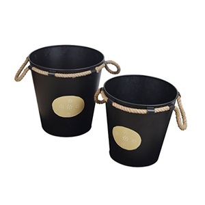 galvanized <b>Planter</b> <b>Large</b> Plant Pot with side rope handle Outdoor <b>Large</b> Different Shapes Wholesale Galvanized Metal <b>Planter</b> - Product Image 1
