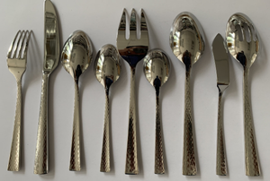 Ensemble de couverts en acier inoxydable avec manche martelé unique, cuillère et fourchette argentées, pour les fêtes - Product Image 6