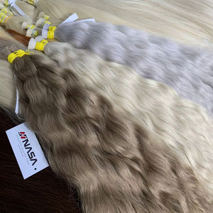 ผมต่อเวียดนามแท้แบบดิบ ไม่ผ่านการแปรรูป สีบลอนด์อ่อนธรรมชาติ แบบเวฟ  ความยาว 60 ซม. ขายส่ง - Product Image 2