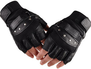 Gants de cyclisme pour hommes en cuir véritable demi-doigts, conduite, équitation, course, habillage, OEM/ODM, gants sans doigts élégants, personnalisés - Product Image 3
