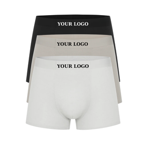 Bóxer de ropa interior de alta elasticidad para hombre, logotipo personalizado, ropa de talla grande para hombre, ropa interior acanalada de Modal para hombre, embalaje personalizado de fábrica - Product Image 1