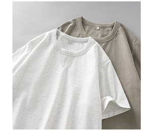 Camiseta de algodón puro de punto de alta calidad en blanco de Color sólido suelta de manga corta para hombre gris 100% algodón para hombre de ajuste suelto - Product Image 5