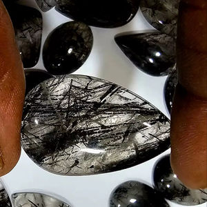 พลอยรูไทล์สีดำธรรมชาติสวยงามทรงลูกแพร์แบบหลวม คริสตัลควอตซ์บำบัด ขนาดอิสระ ลด 20% พร้อมของแถม - Product Image 3