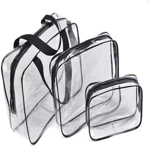 Trousse de maquillage en cuir transparent imperméable à l'eau avec logo personnalisé Sacs de voyage en PVC pour femmes - Product Image 1