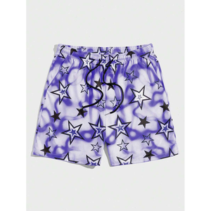 กางเกงขาสั้นไนลอนสำหรับผู้ชายสไตล์ลำลองแนวสตรีทพร้อมซิปโลโก้เอวพิมพ์ลายดาวสำหรับตกแต่งทุกวันฤดูใบไม้ผลิฤดูร้อน - Product Image 1