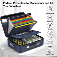 Nouveau produit Boîte de rangement ignifuge en EVA rigide Bleu foncé Boîte de rangement ignifuge pour documents Sac de rangement portable à main Sac de classement