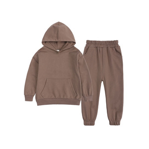 Conjunto Deportivo con Capucha para Niños Unisex, Sudadera y Pantalones Deportivos de Color Sólido, Ropa Casual de Otoño, Manga Larga, Bolsillos Laterales - Product Image 1