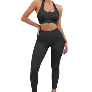 Ropa de entrenamiento informal para mujer, ropa deportiva para gimnasio, nuevo estilo, conjunto de Yoga de gran tamaño con cierre de cintura elástica, patrón sólido transpirable - Product Image 5