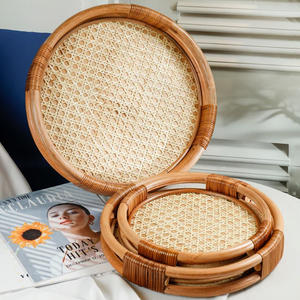 Nueva bandeja de servicio redonda de ratán ecológico natural artesanal para el hogar y accesorios de cocina decoración del hogar calidad superior - Product Image 4