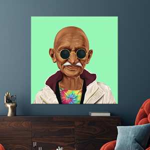 Impresión en Lienzo de Graffiti de Gandhi: Arte Icónico de la Paz, Decoración de Pared de la India, Enmarcado para Galería - Product Image 1