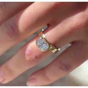 Anillo de compromiso para mujer con diamante cultivado en laboratorio de 2.00 CT, talla cojín, color EF, certificado IGI, de mina antigua, corte oriental-occidental. - Product Image 4