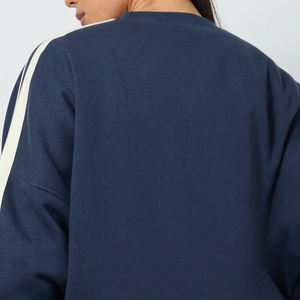 Sweat-shirt ample à manches longues, style décontracté, en coton doux / polyester, à rayures double face, avec col rond / logo personnalisé - Product Image 6