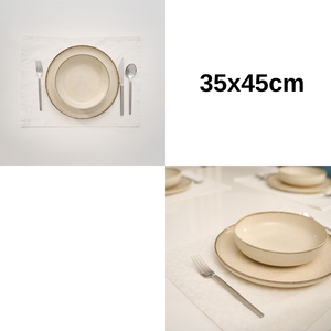 ชุดที่รองจานผ้าฝ้ายสีขาว3ชิ้นพร้อมแผ่นรองจาน100% ลายหิมะขนาด35x45ซม. อุปกรณ์โต๊ะอาหารสุดหรู - Product Image 6