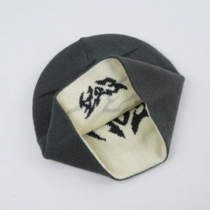 Tùy Chỉnh Ngụy Trang Dệt Kim Có Thể Đảo Ngược Beanie Vá Tên Đội | OEM Cá Nhân 100% Acrylic Unisex Beanie Hat Nhà Máy Nhà Cung Cấp - Product Image 1